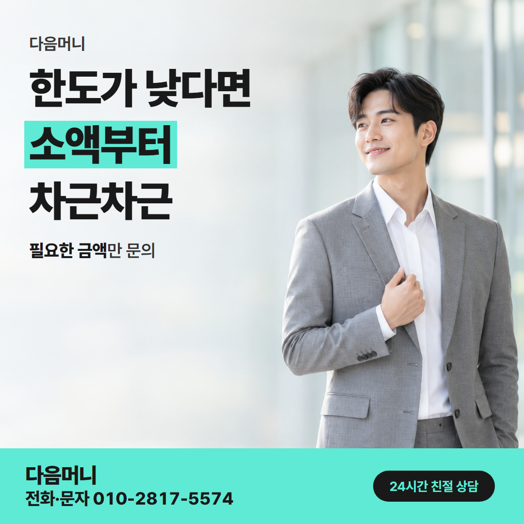 다음머니 보증금 신용카드 대출 한도 확인 안내